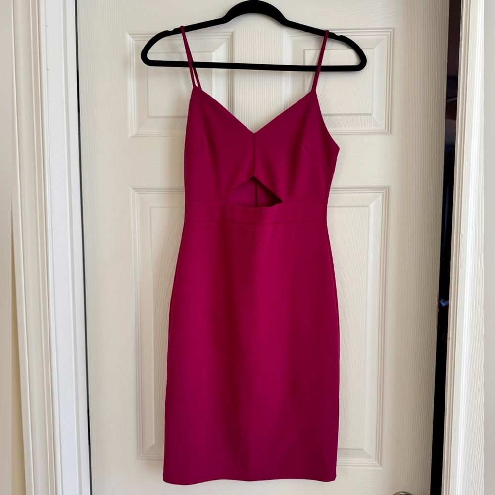 Lulu’s hot pink sleeveless cut-out dress